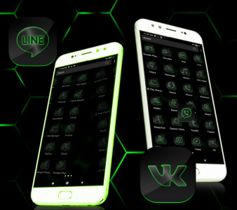 اسکرین شات 4 برنامه Cool Neon Green Launcher Theme