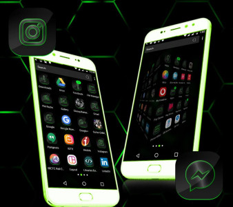 اسکرین شات برنامه Cool Neon Green Launcher Theme 4