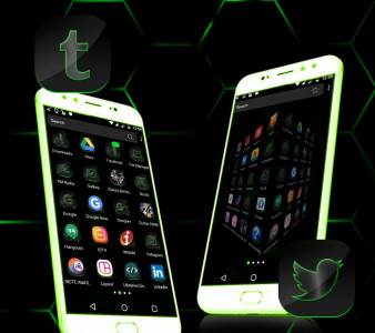 اسکرین شات برنامه Cool Neon Green Launcher Theme 3