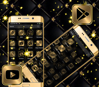 اسکرین شات 2 برنامه Gold Black Launcher Theme