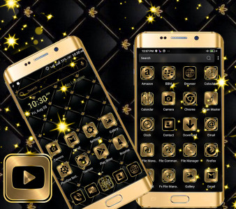 اسکرین شات 1 برنامه Gold Black Launcher Theme