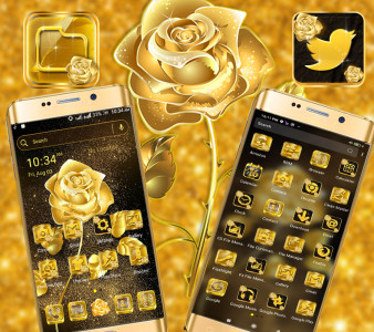 اسکرین شات 3 برنامه Golden Rose Launcher Theme