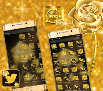 اسکرین شات 4 برنامه Golden Rose Launcher Theme