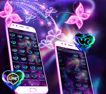 اسکرین شات 2 برنامه Neon ButterFly Launcher Theme