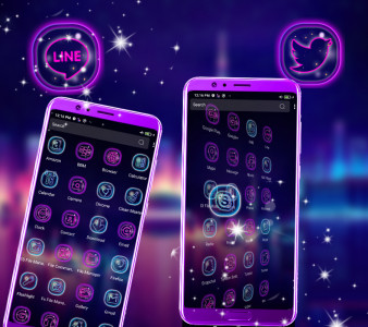 اسکرین شات 3 برنامه Neon City Launcher Theme