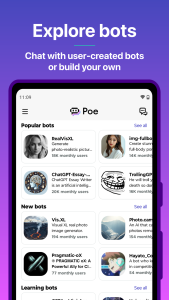 اسکرین شات 3 برنامه Poe - Fast AI Chat