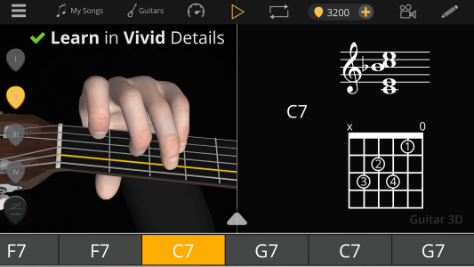 اسکرین شات برنامه Guitar 3D: Basic Chords 4