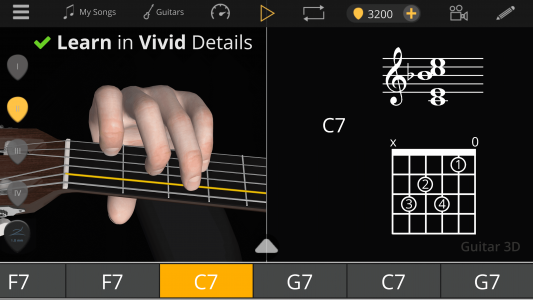 اسکرین شات برنامه Guitar 3D - Basic Chords 4