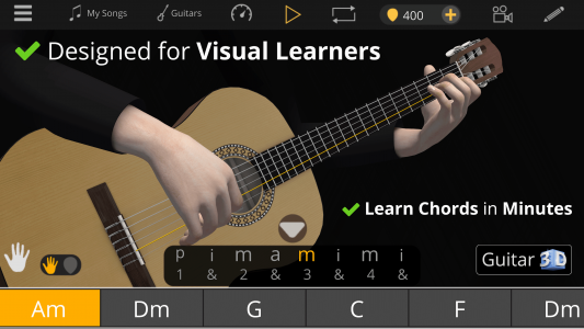 اسکرین شات برنامه Guitar 3D - Basic Chords 1