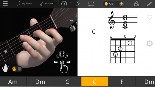 اسکرین شات برنامه Guitar 3D - Basic Chords 1