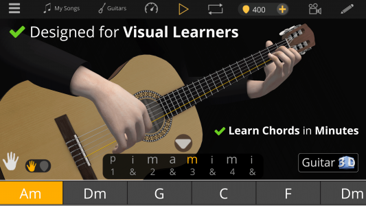 اسکرین شات برنامه Guitar 3D: Basic Chords 1