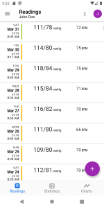اسکرین شات 1 برنامه BP Journal: Blood Pressure Log