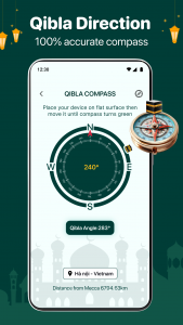 اسکرین شات 2 برنامه Muslim Times - Qibla Compass