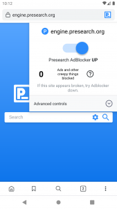 اسکرین شات برنامه Presearch Privacy Browser 1