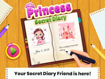 اسکرین شات برنامه Princess Girls Secret Diary with Lock 1