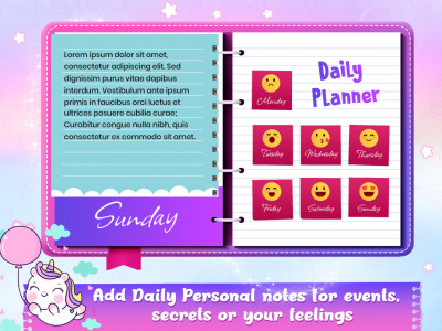 اسکرین شات برنامه DIY Unicorn Girls Secret Diary 8
