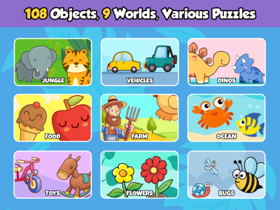 اسکرین شات بازی Toddler Puzzles for Kids - Baby Learning Games App 1