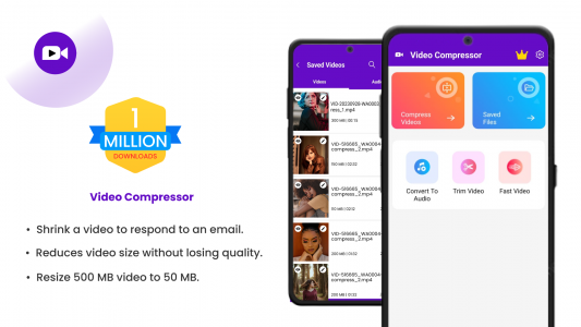 اسکرین شات 1 برنامه Compress Video: Downsize Video