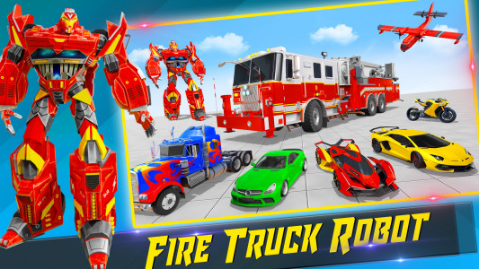 اسکرین شات بازی Fire Truck Robot Car Game 1