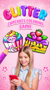 اسکرین شات 8 برنامه Cupcakes Coloring Book Glitter