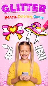 اسکرین شات برنامه Glitter Hearts coloring and drawing 5