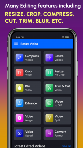 اسکرین شات 1 برنامه Resize Video, Compress & Crop