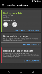 اسکرین شات برنامه SMS Backup & Restore 2