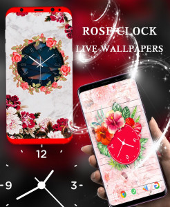اسکرین شات برنامه Rose Clock Live Rose Wallpaper 3