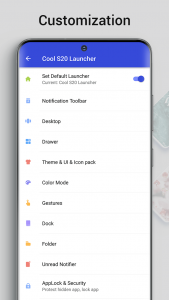 اسکرین شات برنامه Cool S20 Launcher Galaxy OneUI 7
