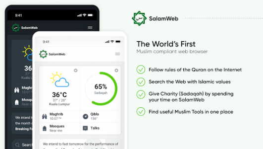 اسکرین شات برنامه SalamWeb: Browser for Muslims, Prayer Time & Qibla 1
