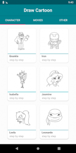 اسکرین شات برنامه Draw Cartoon Characters 1