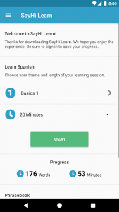 اسکرین شات برنامه SayHi Learn - Voice driven language learning 1