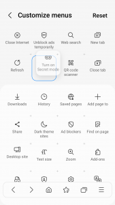 اسکرین شات برنامه Samsung Internet Browser Beta 5