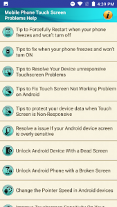 اسکرین شات برنامه Mobile Phone Touch Screen Problem Help Tips Tricks 1