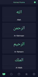 اسکرین شات برنامه Asmaul Husna: 99 Names of Allah - Dhikr & Quiz 1
