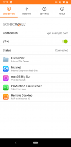 اسکرین شات برنامه SonicWall Mobile Connect 2