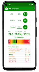 اسکرین شات 1 برنامه BMI Calculator