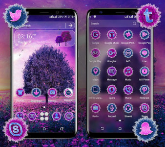 اسکرین شات برنامه Purple Tree Flowers Launcher Theme 5