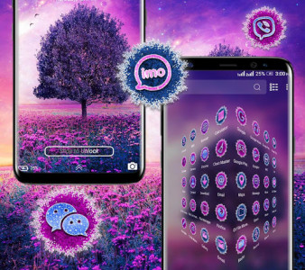 اسکرین شات برنامه Purple Tree Flowers Launcher Theme 4