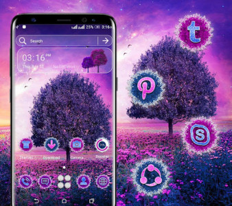 اسکرین شات برنامه Purple Tree Flowers Launcher Theme 1