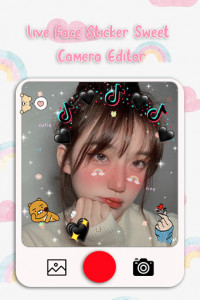 اسکرین شات برنامه Live Face Stickers Sweet Camera  Editor 5