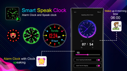 اسکرین شات برنامه Speak Clock Smart Watch AOD 1