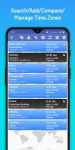 اسکرین شات 1 برنامه World Clock Time Zones Widget