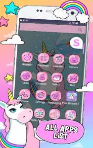 اسکرین شات برنامه Pink Unicorn Theme Launcher 6
