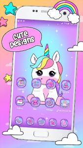 اسکرین شات برنامه Pink Unicorn Theme Launcher 1