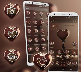 اسکرین شات برنامه Chocolate Heart Theme 1