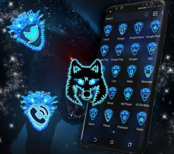 اسکرین شات برنامه Blue Wolf Launcher Theme 2