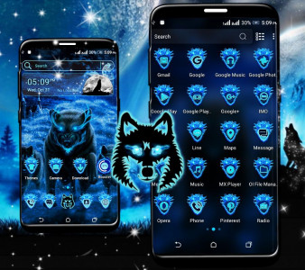 اسکرین شات برنامه Blue Wolf Launcher Theme 4