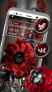 اسکرین شات برنامه Dark Red Flower Launcher Theme 1