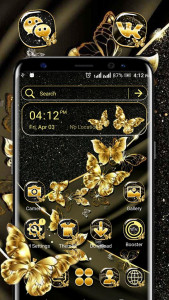 اسکرین شات برنامه Golden Butterfly Glitter Launcher Theme 1